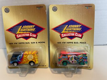 Johnny Lightning ,pair Of Collector Club HIPPIE BUSES Die Cast Models.(#151).