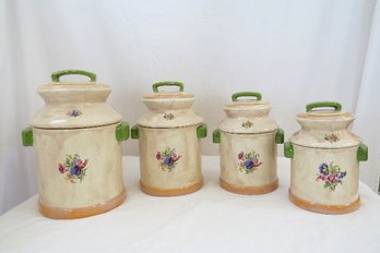 4 Piece Milk Can Shaped Ceramic Canister Set
