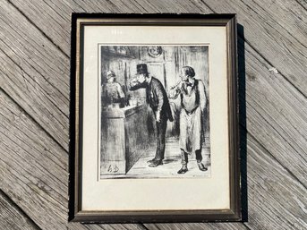 Vintage Framed Lithograph - Ami De Personne By Honore Daumier