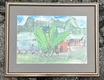 An Original Gouache On Paper, Unsigned Tropical Scene