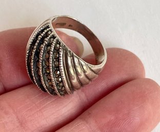 Vintage Sterling Silver Marcasite Ring - Size 6