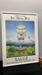 Michel Salge' Framed  Exhibition Poster La  Main D'or - 26' X 18'