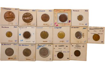 Mix Lot Of Foreign Coins Persia, Great Britain ,Palestine And More.....