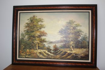 Signed & Framed Oil On Canvas Landscape Scene