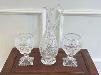 Three Pieces Of Cut Glass