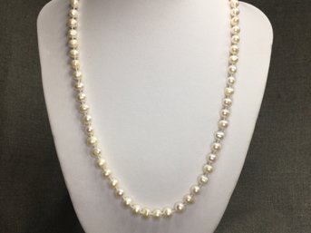 Beautiful Genuine Cultured Baroque Pearl Necklace With Sterling Silver Clasp - Pearls Approximately Pea Sized