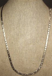 Fine Vintage 20' Long Engraved Pattern Flat Woven Sterling Silver Chain Necklace