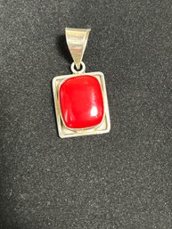 Sterling And Coral Pendant