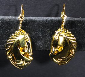 Gold Over Sterling Silver Signed 'CAMERON' Designer Pierced Drop Earrings