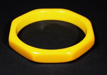 Vintage Yellow Bakelite Octagonal Shaped Bangle Bracelet