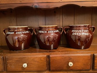 Trio Of Hall Pottery #785 Dressing's Containers.