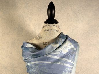 A Beautiful Scarf In Blue By Salvatore Ferragamo, ~34' Square