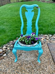 Antique Wooden Chair With Pansies!!!