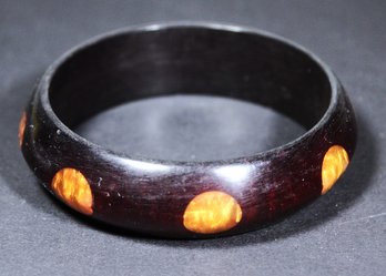 Vintage RARE Bakelite Plastic Bangle Bracelet Having Polka Dots