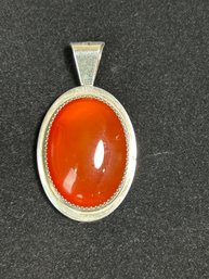 Sterling And Carnelian Pendant Signed