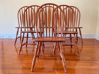 A Set Of 6 Vintage Mahogany Windsor Dining Chairs By Ethan Allen