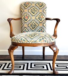 A Vintage Mahogany Fauteuil In Floral Print