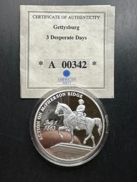 American Mint Gettysburg 3 Desperate Days Action On McPherson Ridge Silver Plated