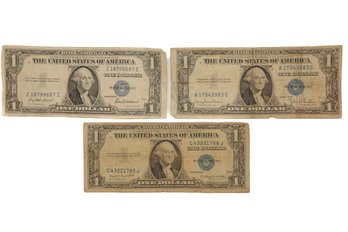 1935-d, 1935-f, 1935-g One Dollar Silver Certificates With Blue Seal