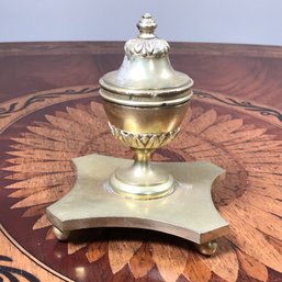 Lovely Antique French Gilt Bronze Inkwell - Very Pretty Piece On Ball Feet - It Is Lacking Glass Insert