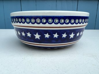 Handmade Stars & Strips Polish Pottery Bowl