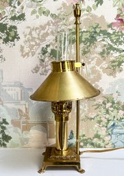 An Antique Brass Oil Lamp Style Desk Lamp