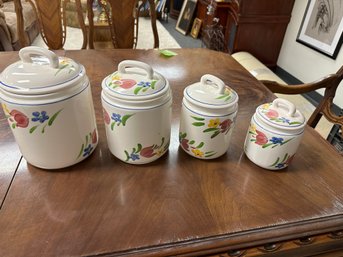 4 Pc. White With Floral Design Canister Set