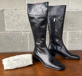 Bally Vellina Black Leather Mid Calf Boots- 38.5EU/ 8US- NOS