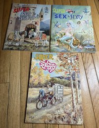 Vintage 1971 'Super Sex To Sexty' Large Scale Risque Graphic Novels- Issues #1,2,3