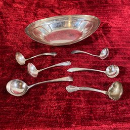 Sterling 925 Silver Six Ladles And A Bowl Hallmarked 349 Grams