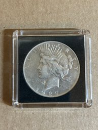 Beautiful Rare 1927-D Peace Silver Dollar In Plastic Case