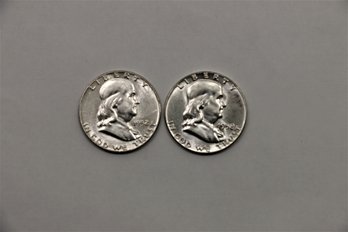 2 Frankling Silver Half Dollars 1952 1958 Coin