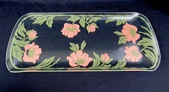 Vintage Floral Glass Serving Tray