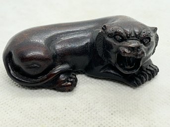 Vintage Carved Wood Japanese Tiger Figure