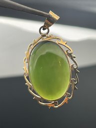 14k Gold And Jadeite  Pendant.