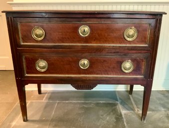 Directoire Figured Walnut Two Drawer Commode, Last Quarter 18th Century