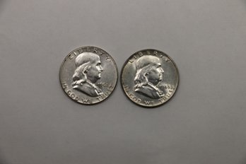 2 Frankling Silver Half Dollars 1948 1961 Coin