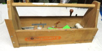 Grossman's Wood Tool Box With Measuring Tapes & Tools