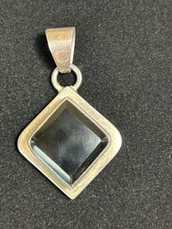 Heavy Sterling And Black Onyx Pendent