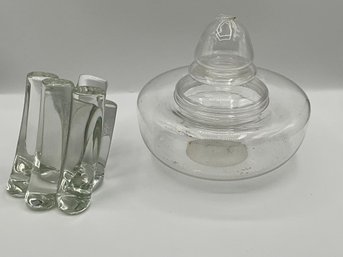 Art Glass Sculpture & Glass Vessel With Lid