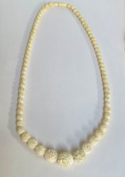 Intricately Carved Bone Beaded Necklace