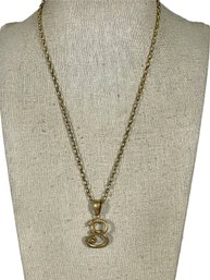 Italian Gold Over Sterling Silver Necklace Monogram 'B'