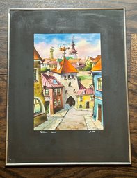 Tallinn S.B. Watercolor, Chrome Framed, Signed