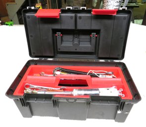 Plastic Tool Box With Miscellaneous Tools