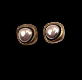 Vintage Sterling Silver And Vermeil Clip On Earrings