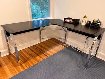 Black Glass Modern Corner Desk