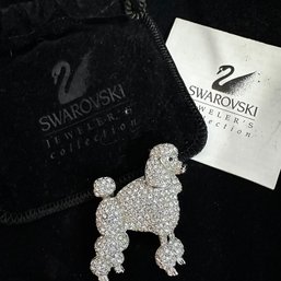 Spectacular Vintage Swarovski ~ Standard Poodle ~ Brooch ~ Hard To Find! ~ Drawstring Pouch & Care Card