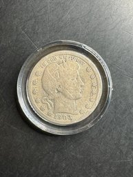 1903 Barber Silver Quarter