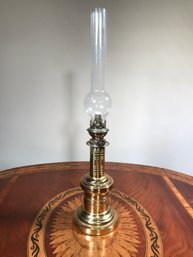 Interesting Vintage Style Solid Brass French Pump Lamp - Replica Piece - Tall Glass Globe - Very Nice Lamp