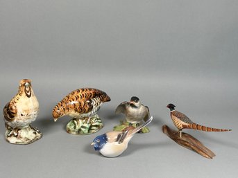 Vintage Bird Figures: B&G Denmark, Signed Wooden Bird, Boehm & More